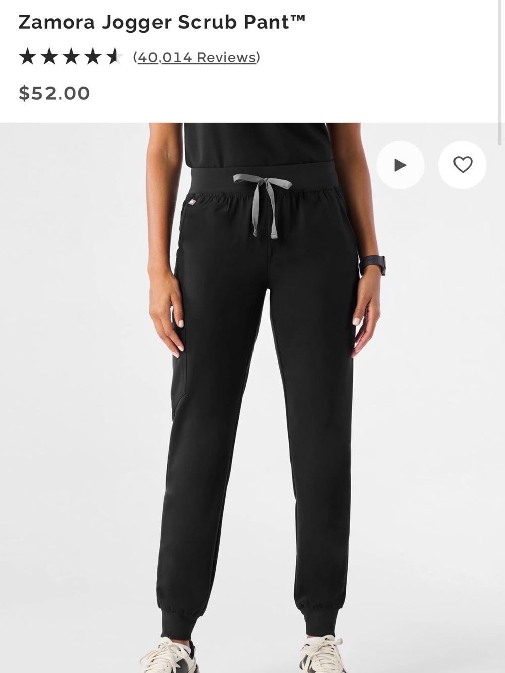 Figs Women's Black Drawstring Scrub Joggers and Top Set - Picture 2 of 3